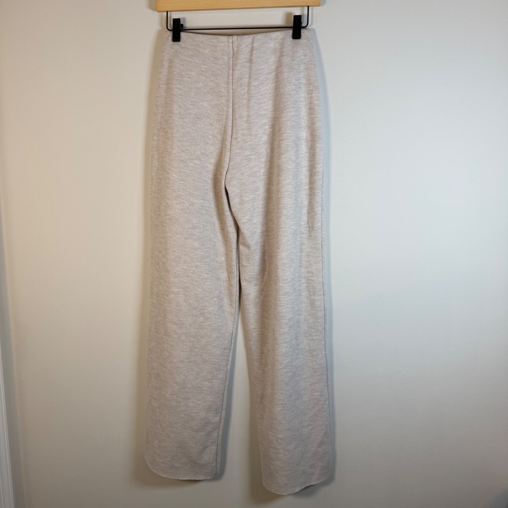 Zara Knit Ribbed Wide Leg Pants Small Pull On Loungewear High Waisted Front Seam - Picture 4 of 4
